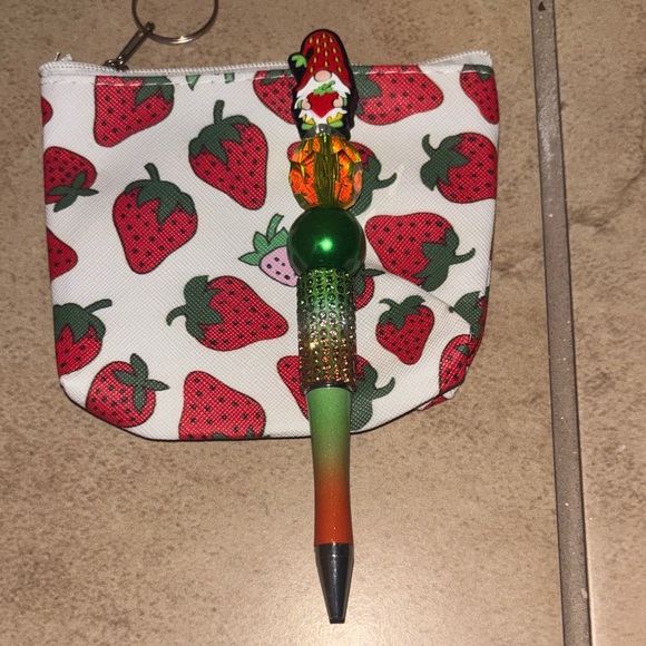 Strawberry Print Pouch and Pen Set - Picture 7 of 7